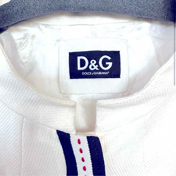 60's Jackie O Vibe D&G Summer Jacket White w Red White Blue Trim - Picture 2 of 6